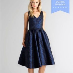 Donna Morgan Tea Length Jacquard Dres WITH POCKETS